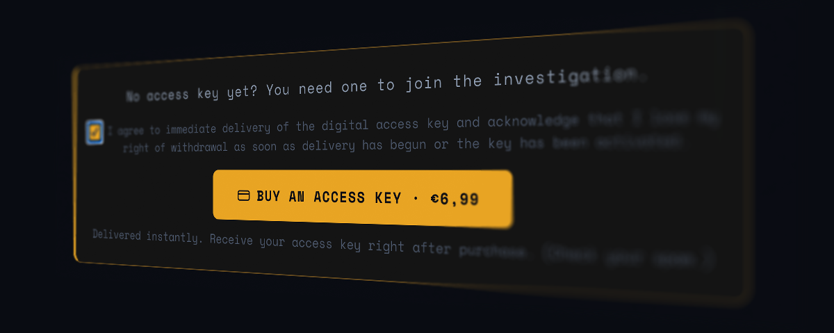 The orange 'Buy an access key' button on a case page