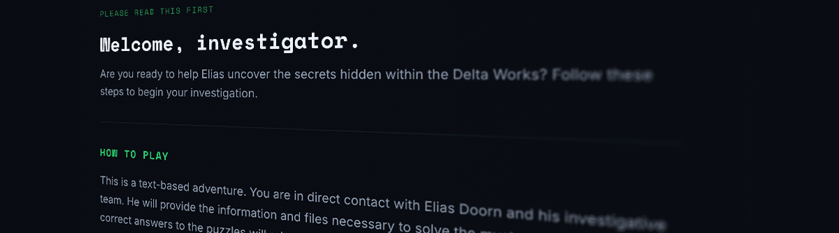 The story introduction screen